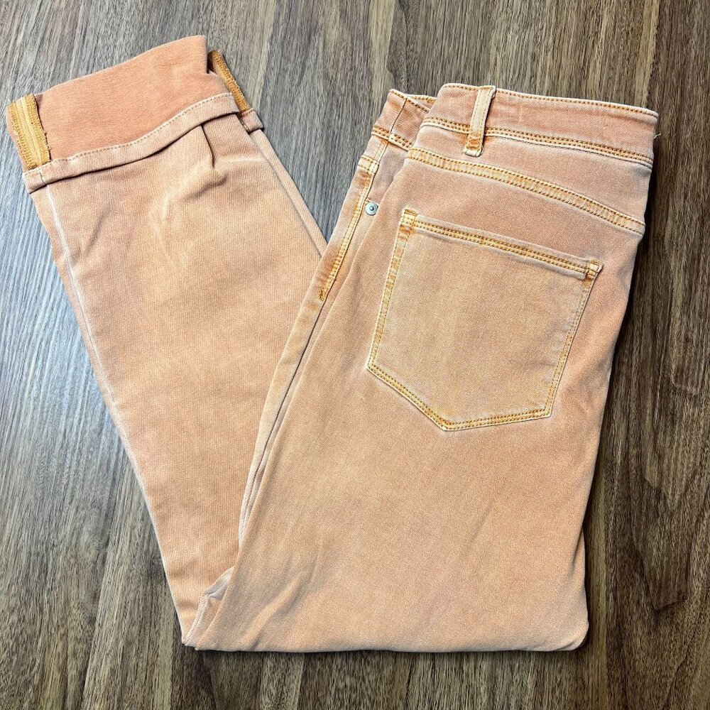 J. Jill Cropped High Rise Crop‎ Cuffed Orange Denim Pants Womens Size 8 Stretch - Picture 2 of 8